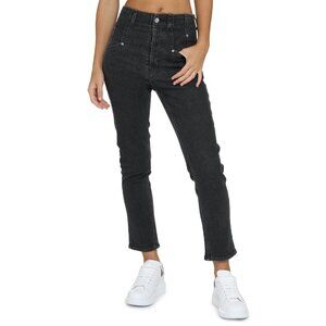 ISABEL MARANT Washed Black Cotton NILIANE Stretch High Rise Skinny Jeans 36